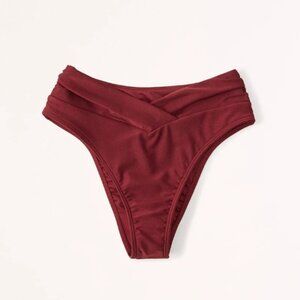NWT A&F Mid-Rise V-Front Cheeky Bottom in Burgundy - XXS